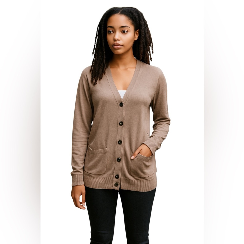 RACHEL ZOE BEIGE 100% FITTED LINEN CARDIGAN Size S
